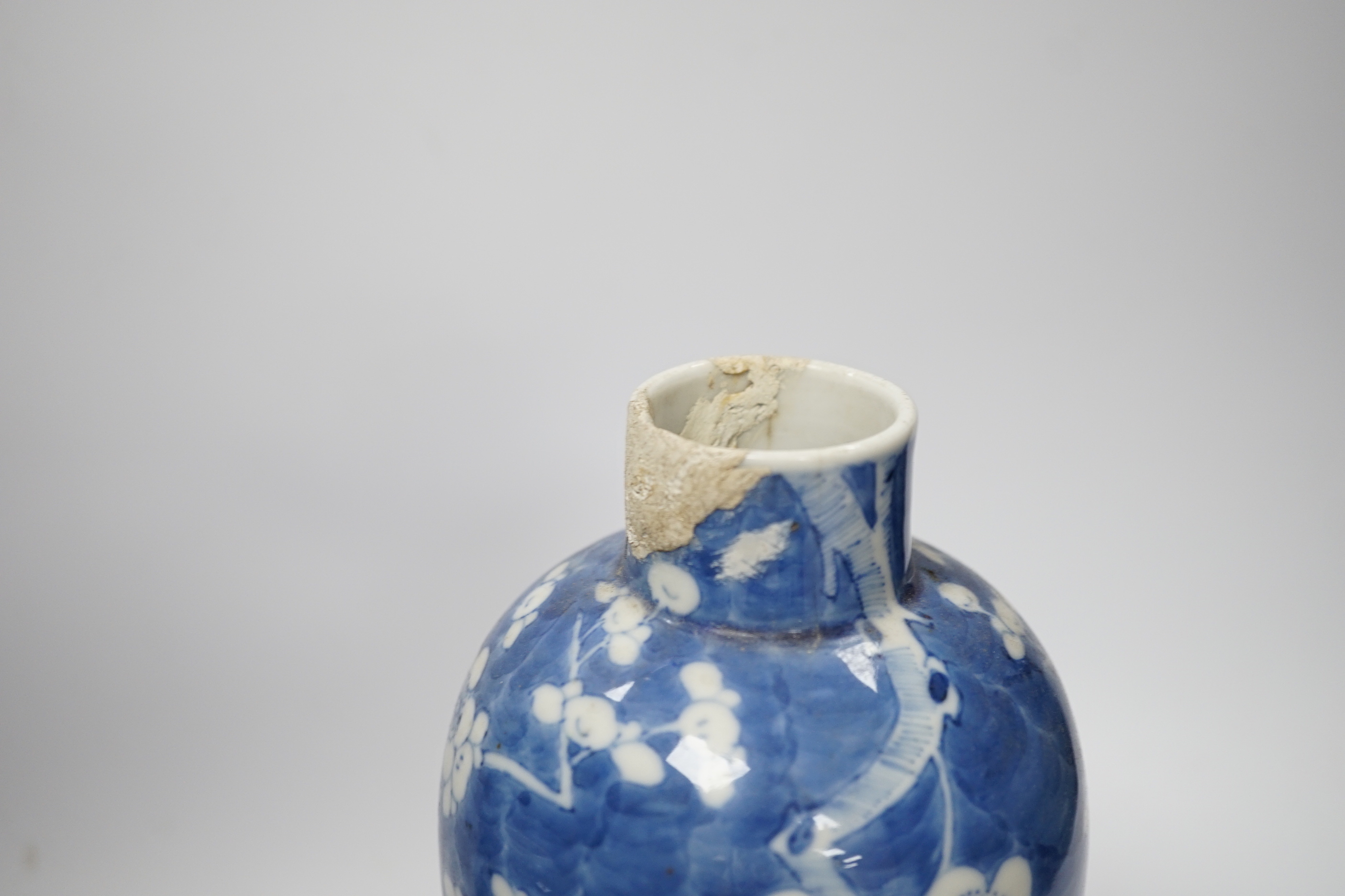 Two Chinese prunus jars and 2 vases, early 20th century, tallest 26cm